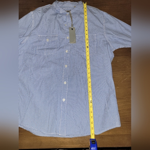 Paper Denim & Cloth Blue White Checkered Casual Button Down Shirt Sz Large Men's - Picture 9 of 10